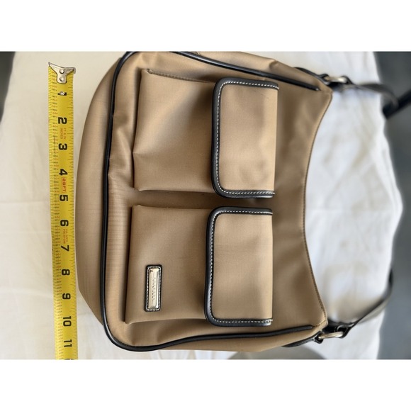 Rosetti Handbags - Rosetti Tan Beige Woven Shoulder Bag with Zipper Accent Tote Zip Closure